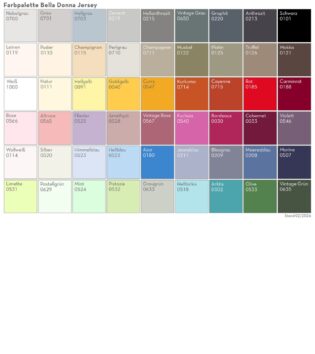 Farbkarte der Bella Donna Premium Jersey Spannbettlaken Formesse