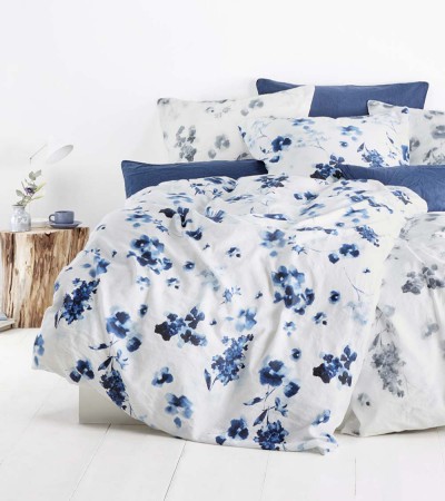 Leinen Bettwäsche Provence Cassis von fleuresse - blau