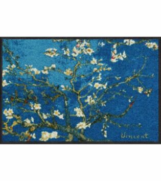 Efia: Wohnmatte Mandelbaum Van Gogh in türkis, 50x75cm