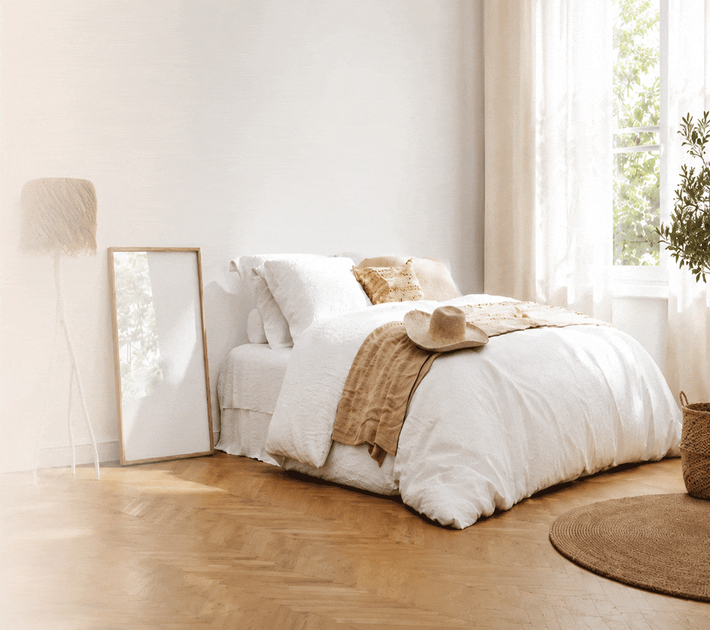 offenes Bettlaken Leinen von fleuresse Schlafzimmer