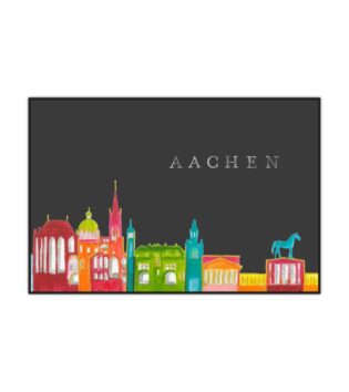 Dunkelgraue Wohnmatte: Städtemotiv "Aachen"